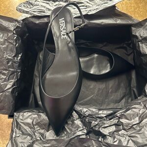 Versace Sleek Black Pointed Slingbacks